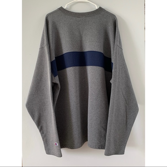 Champion Size XXL Gray Sweatshirt Pullover Top Long Sleeve Crew Neck Stripe Logo - Picture 7 of 13